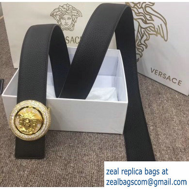 Versace Width 4cm Round Medusa Belt Black/Gold - Click Image to Close