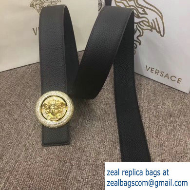 Versace Width 4cm Round Medusa Belt Black/Gold