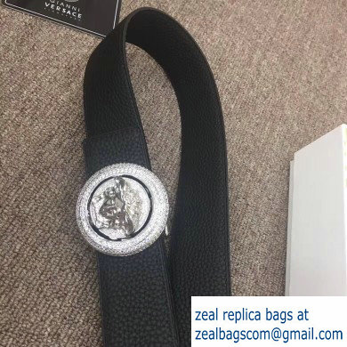 Versace Width 4cm Round Medusa Belt Black/Silver