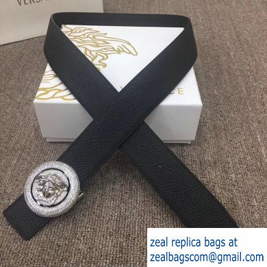 Versace Width 4cm Round Medusa Belt Black/Silver