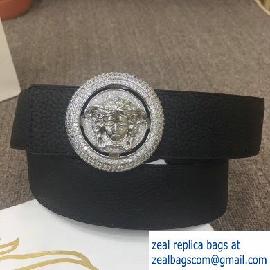 Versace Width 4cm Round Medusa Belt Black/Silver