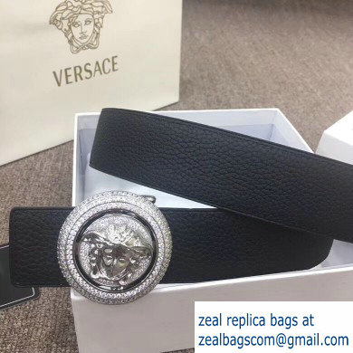 Versace Width 4cm Round Medusa Belt Black/Silver