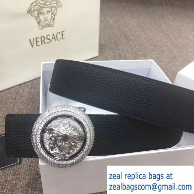 Versace Width 4cm Round Medusa Belt Black/Silver - Click Image to Close