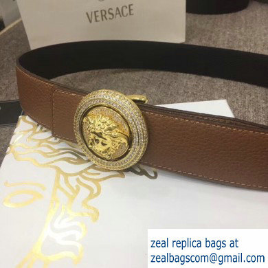 Versace Width 4cm Round Medusa Belt Brown