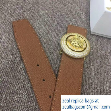 Versace Width 4cm Round Medusa Belt Brown