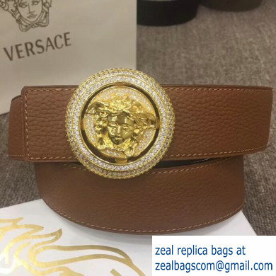 Versace Width 4cm Round Medusa Belt Brown