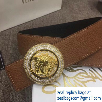 Versace Width 4cm Round Medusa Belt Brown