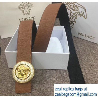 Versace Width 4cm Round Medusa Belt Brown