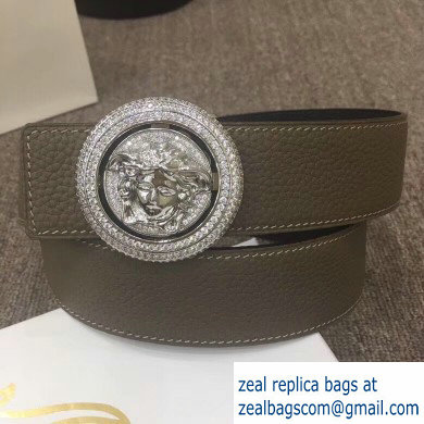 Versace Width 4cm Round Medusa Belt Gray - Click Image to Close