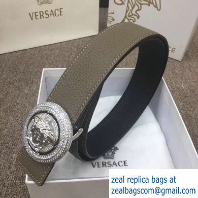 Versace Width 4cm Round Medusa Belt Gray