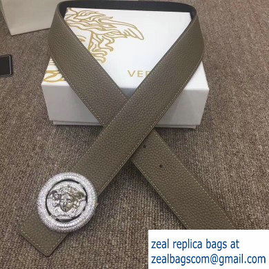 Versace Width 4cm Round Medusa Belt Gray - Click Image to Close