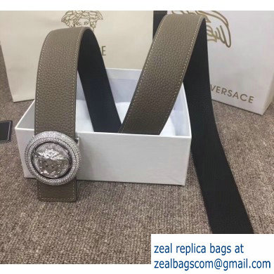 Versace Width 4cm Round Medusa Belt Gray - Click Image to Close