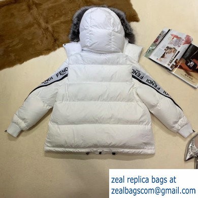 fendi hooded goose down Coat White 2019 - Click Image to Close