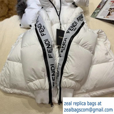fendi hooded goose down Coat White 2019 - Click Image to Close