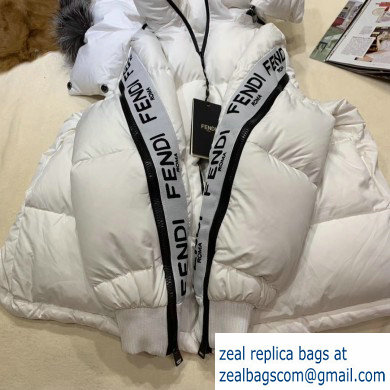 fendi hooded goose down Coat White 2019