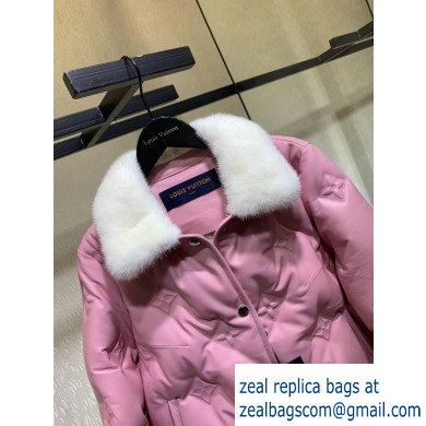 louis vuitton pink down with fur collar 2019