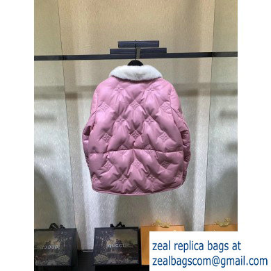 louis vuitton pink down with fur collar 2019 - Click Image to Close