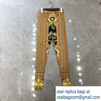 versace gold flower printed leggings 2019 - Click Image to Close