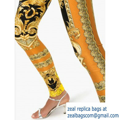 versace gold flower printed leggings 2019 - Click Image to Close