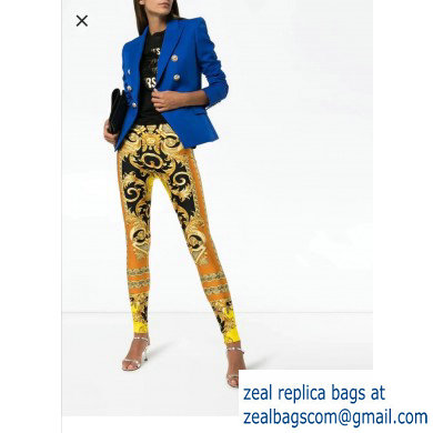 versace gold flower printed leggings 2019