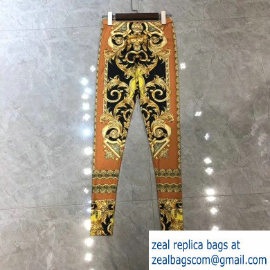 versace gold flower printed leggings 2019 - Click Image to Close