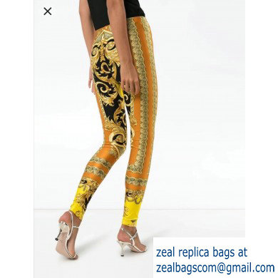 versace gold flower printed leggings 2019 - Click Image to Close