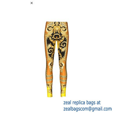 versace gold flower printed leggings 2019