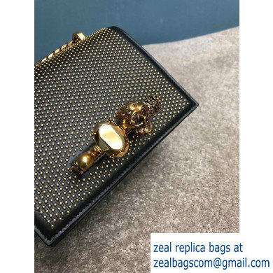 Alexander Mcqueen Small Jewelled Satchel Bag Black/Gold Studs