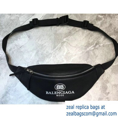 Balenciaga BB Mode Leather Belt Pack Bag Black