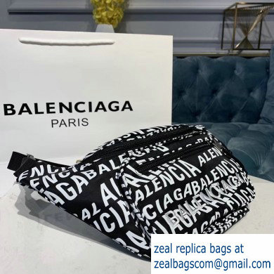 Balenciaga Explorer Belt Pack Bag All Over Logo Black/White - Click Image to Close