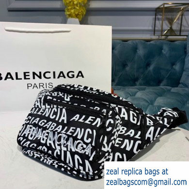 Balenciaga Explorer Belt Pack Bag All Over Logo Black/White - Click Image to Close