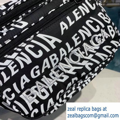 Balenciaga Explorer Belt Pack Bag All Over Logo Black/White