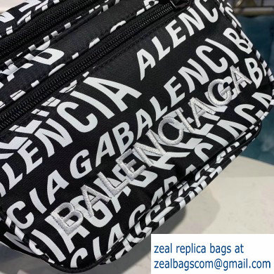 Balenciaga Explorer Belt Pack Bag All Over Logo Black/White - Click Image to Close