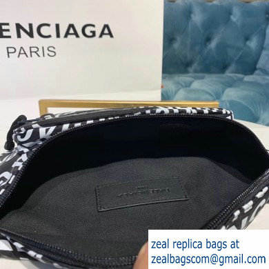 Balenciaga Explorer Belt Pack Bag All Over Logo Black/White - Click Image to Close