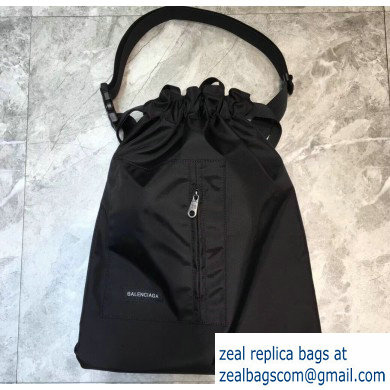 Balenciaga Explorer Drawstring Backpack Bag in Nylon Black