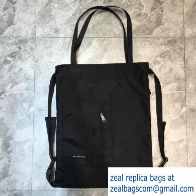 Balenciaga Explorer Drawstring Backpack Bag in Nylon Black - Click Image to Close