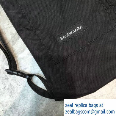 Balenciaga Explorer Drawstring Backpack Bag in Nylon Black