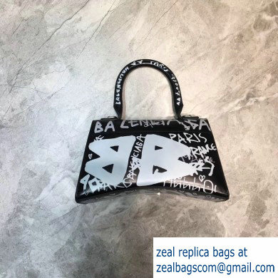 Balenciaga Hourglass Small Top Handle Bag Graffiti Black/White - Click Image to Close