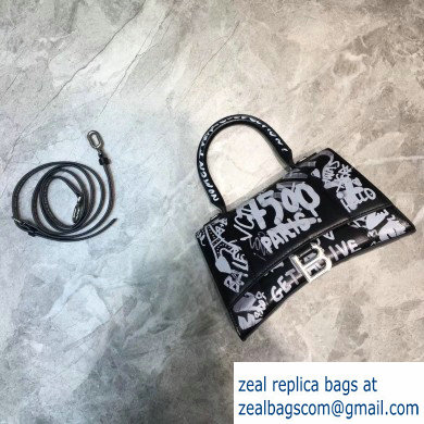 Balenciaga Hourglass Small Top Handle Bag Graffiti Black/White