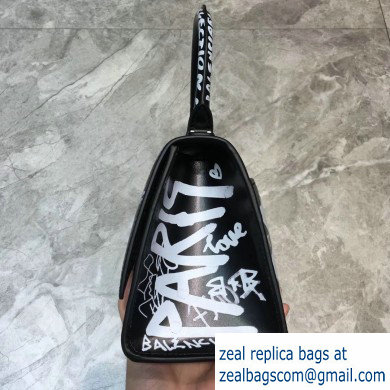 Balenciaga Hourglass Small Top Handle Bag Graffiti Black/White - Click Image to Close