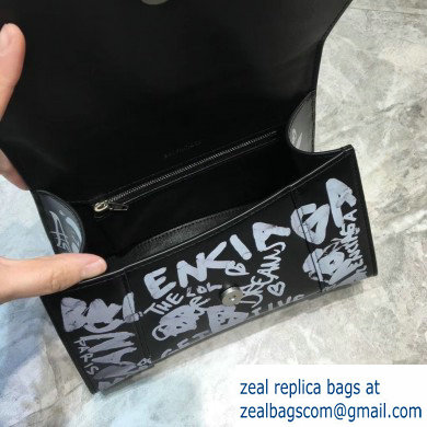 Balenciaga Hourglass Small Top Handle Bag Graffiti Black/White