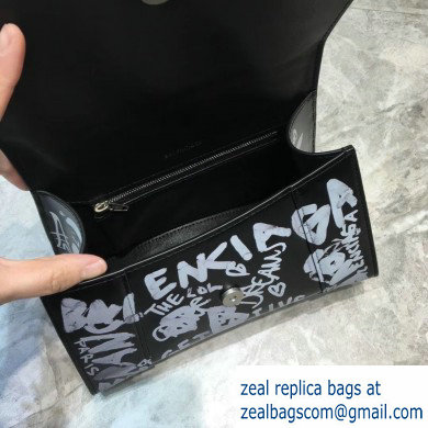 Balenciaga Hourglass Small Top Handle Bag Graffiti Black/White - Click Image to Close