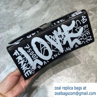 Balenciaga Hourglass Small Top Handle Bag Graffiti Black/White - Click Image to Close