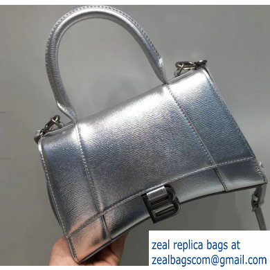 Balenciaga Hourglass Small Top Handle Bag Silver
