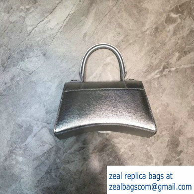 Balenciaga Hourglass Small Top Handle Bag Silver