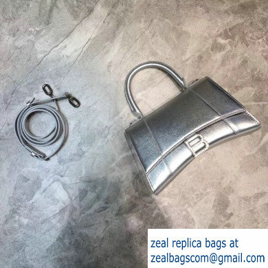 Balenciaga Hourglass Small Top Handle Bag Silver