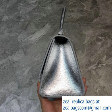 Balenciaga Hourglass Small Top Handle Bag Silver