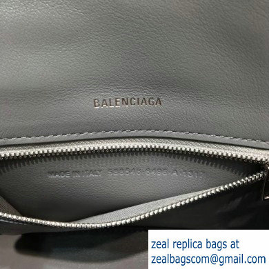 Balenciaga Hourglass Small Top Handle Bag in Crocodile Embossed Calfskin Gray