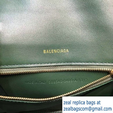 Balenciaga Hourglass Small Top Handle Bag in Crocodile Embossed Calfskin Green - Click Image to Close