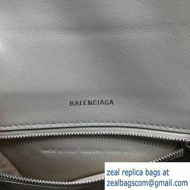 Balenciaga Hourglass Small Top Handle Bag in Crocodile Embossed Calfskin Off White